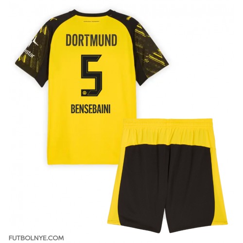 Camiseta Borussia Dortmund Ramy Bensebaini #5 Primera Equipación para niños 2025-26 manga corta (+ pantalones cortos)